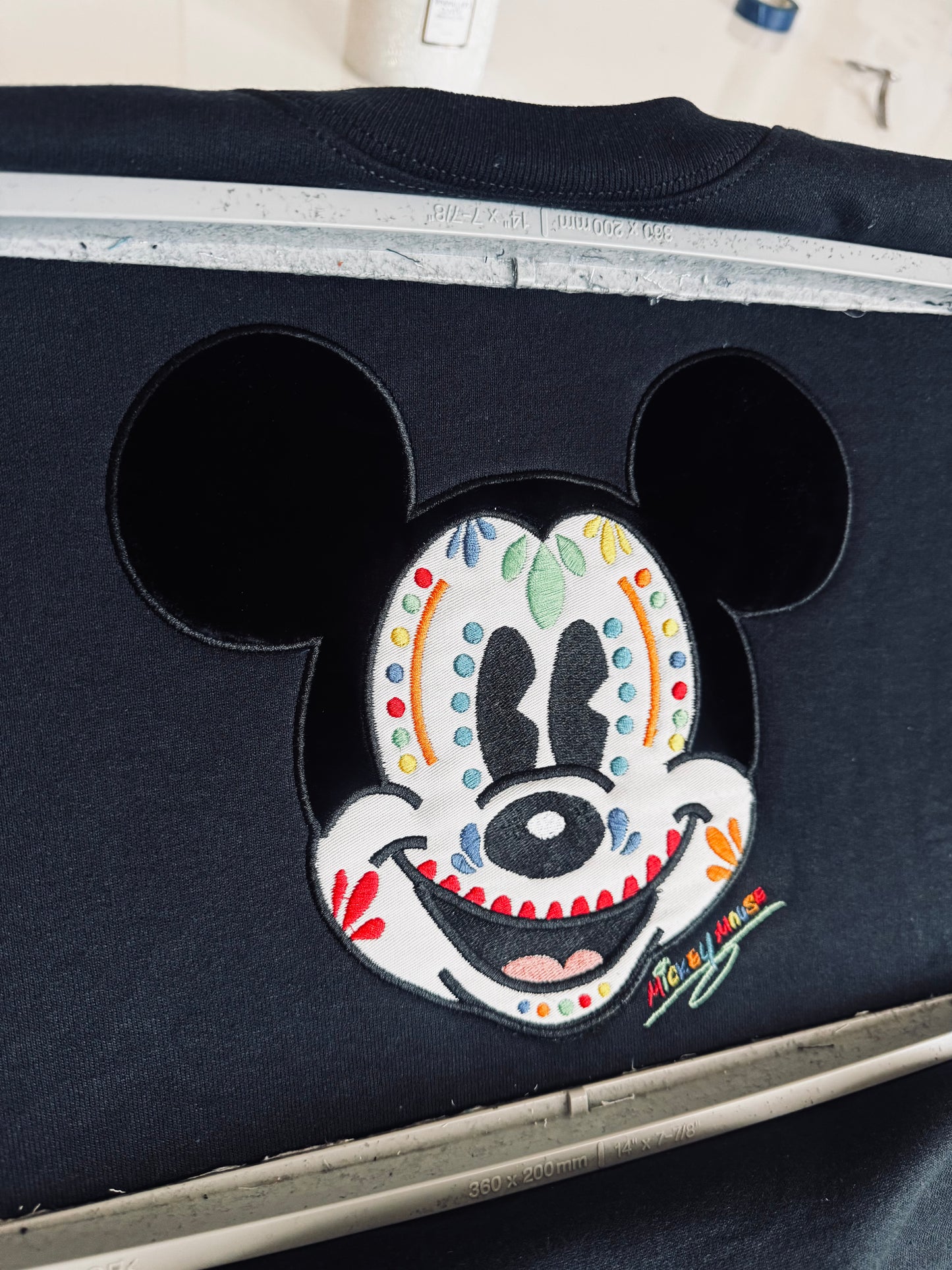 Skull candy Mouse inspired embroidered crewneck sweater| Day of the dead Halloween pullover