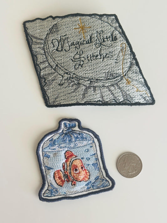 Sketch style Nemo iron on patch, iron on patch, embroidered patch, patches for jackets, Disney patch, patches for hats, patches for bags