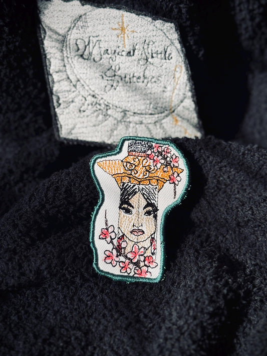 Mulan inspired Embroidered Iron-On Patch: Unique Sketch Design