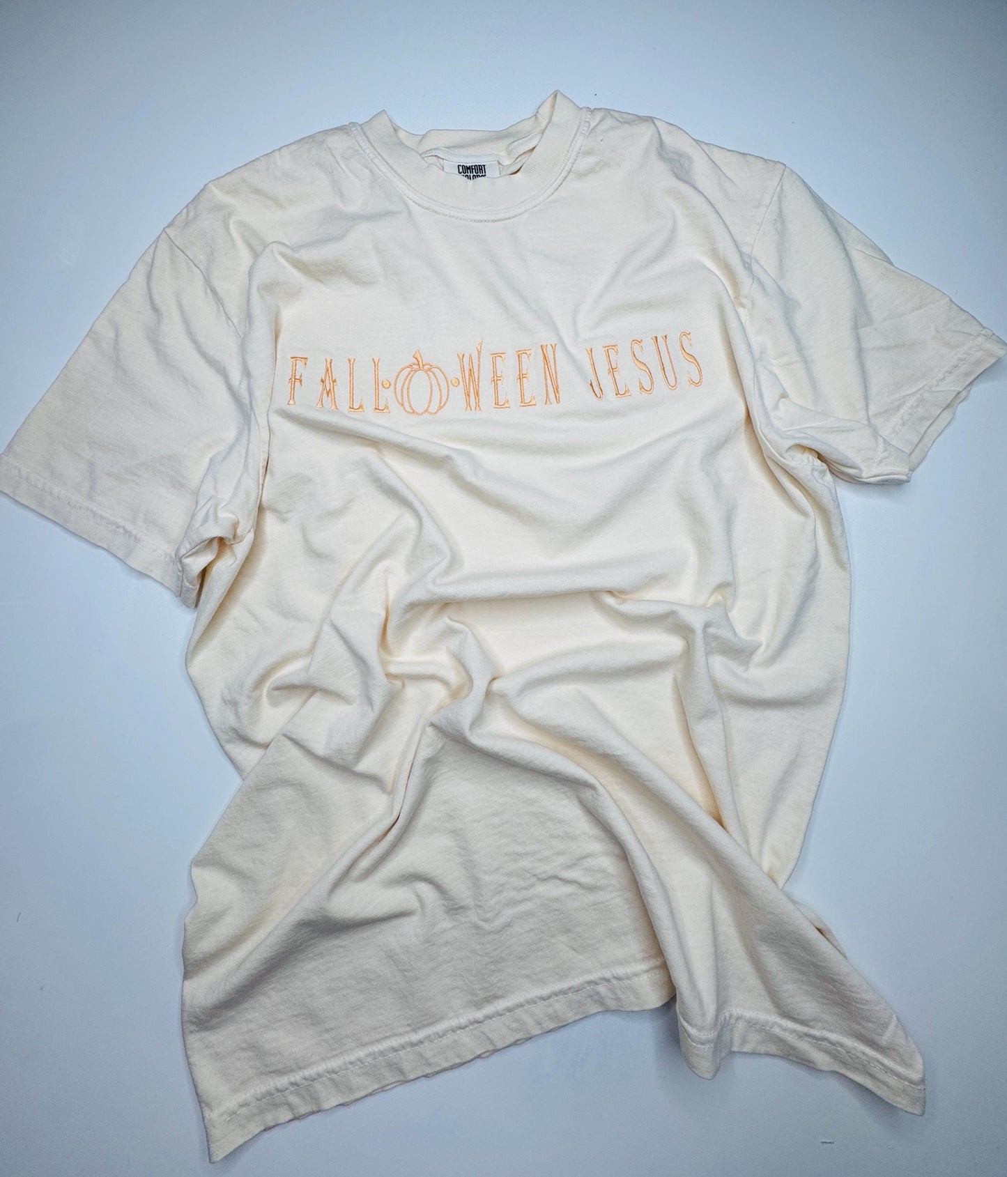Falloween JESUS Embroidered Halloween T-shirt: Christian Lightweight Lounge Wear