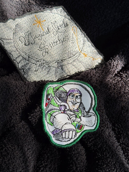 Buzz Lightyear inspired Iron On Patch: Toy Story Sketch Style Embroidered Applique