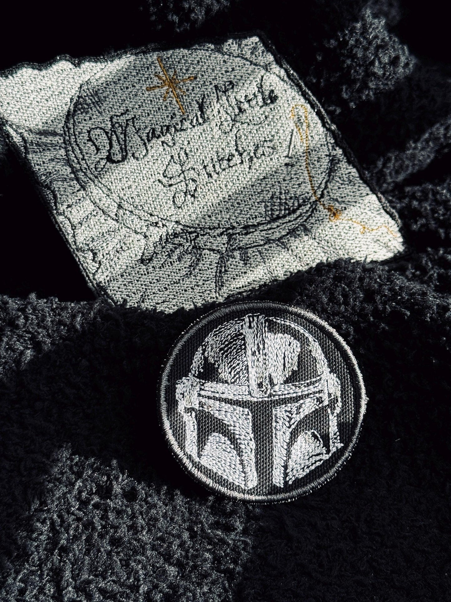 Unique sketched Mandalorian inspired iron on patch, Star Wars unique patches, iron on patches for bags, jackets and hats