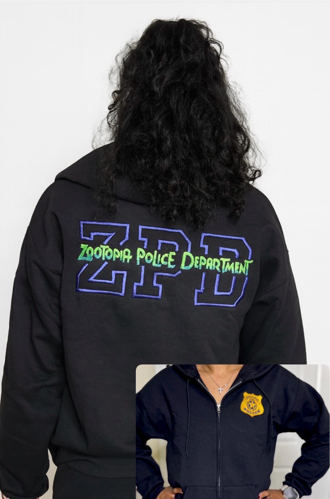 Embroidered ZPD Hoodie: Zootopia Police Department Zip-Up