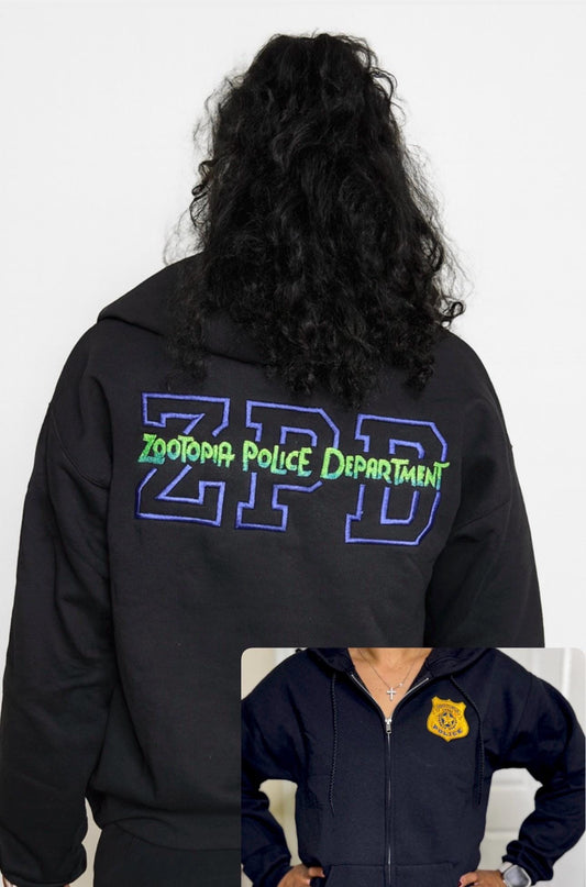 Embroidered ZPD Hoodie: Zootopia Police Department Zip-Up