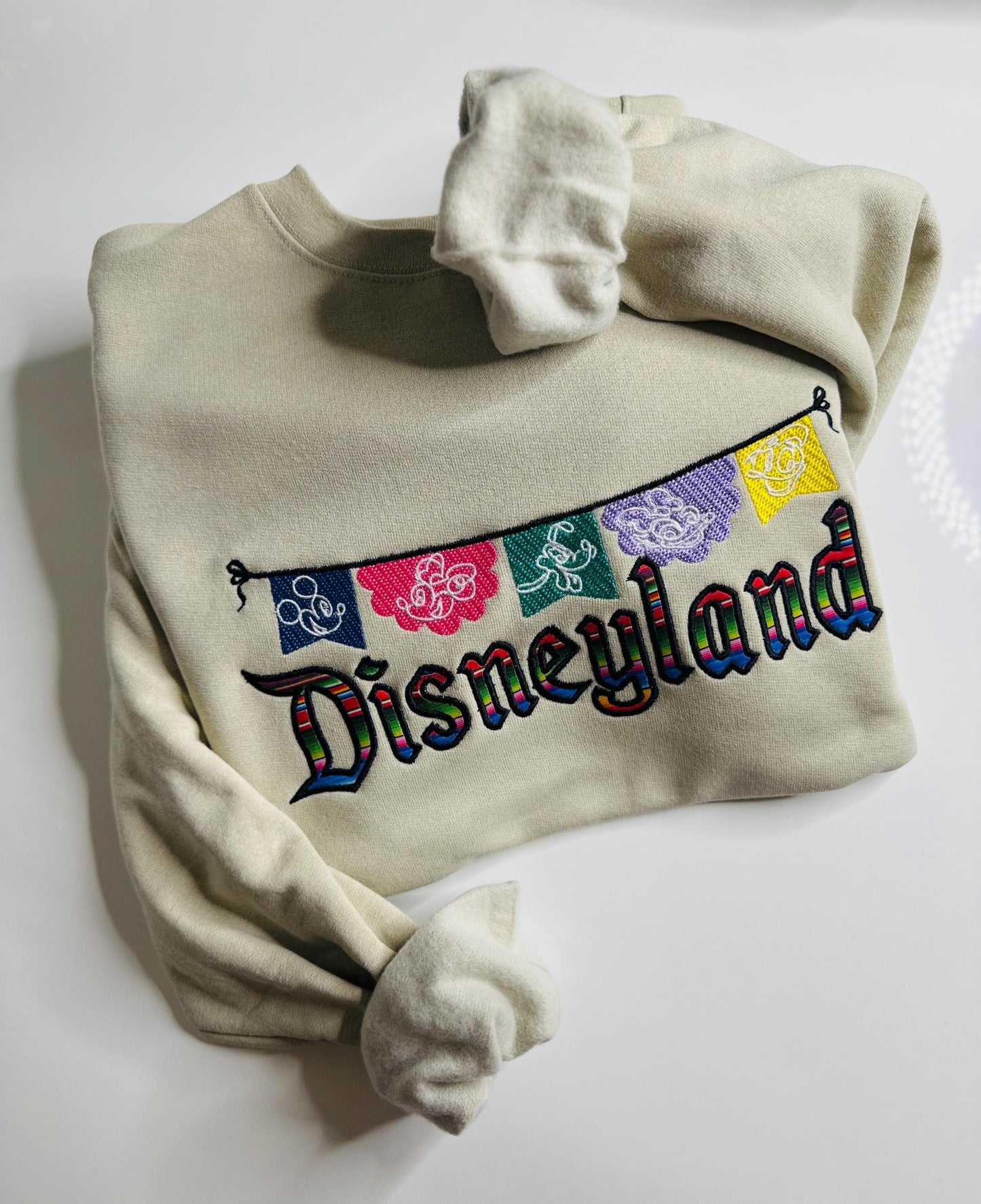 Embroidered Magical Papel Picado  Sweatshirt: Serape Fabric Lightweight Crewneck