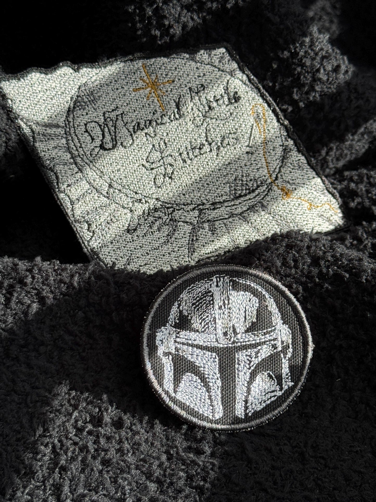 Unique sketched Mandalorian inspired iron on patch, Star Wars unique patches, iron on patches for bags, jackets and hats