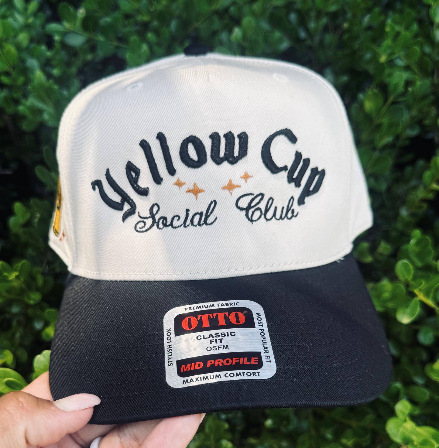 Yellow Cup Social Club Embroidered Snapback Hat | Retro Two-Tone Streetwear Cap