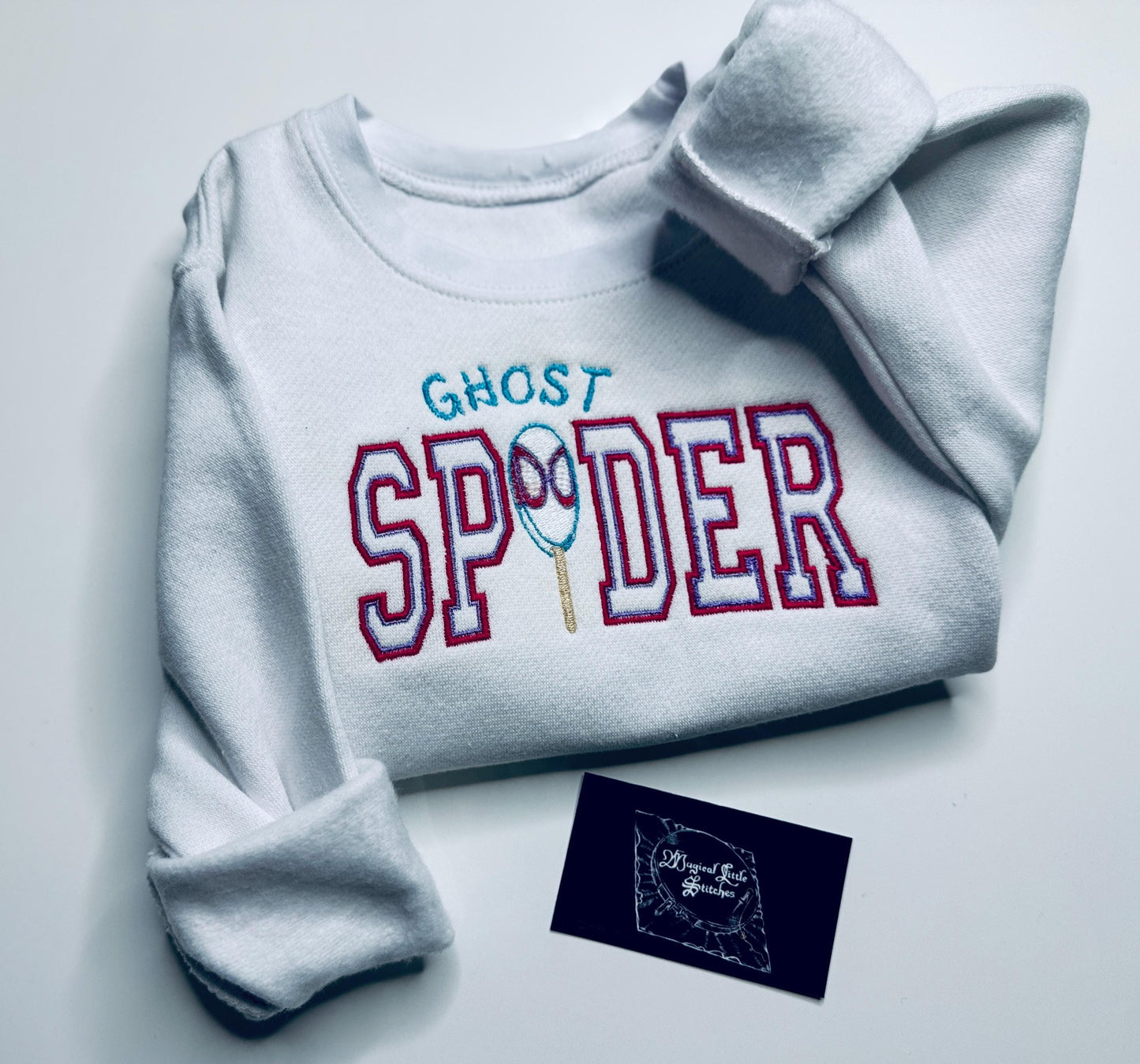 Unique Spidey inspired Embroidered  sweatshirt, Disney sweatshirt , cozy lounge wear, fall season, lightweight sweater, spiderman sweater