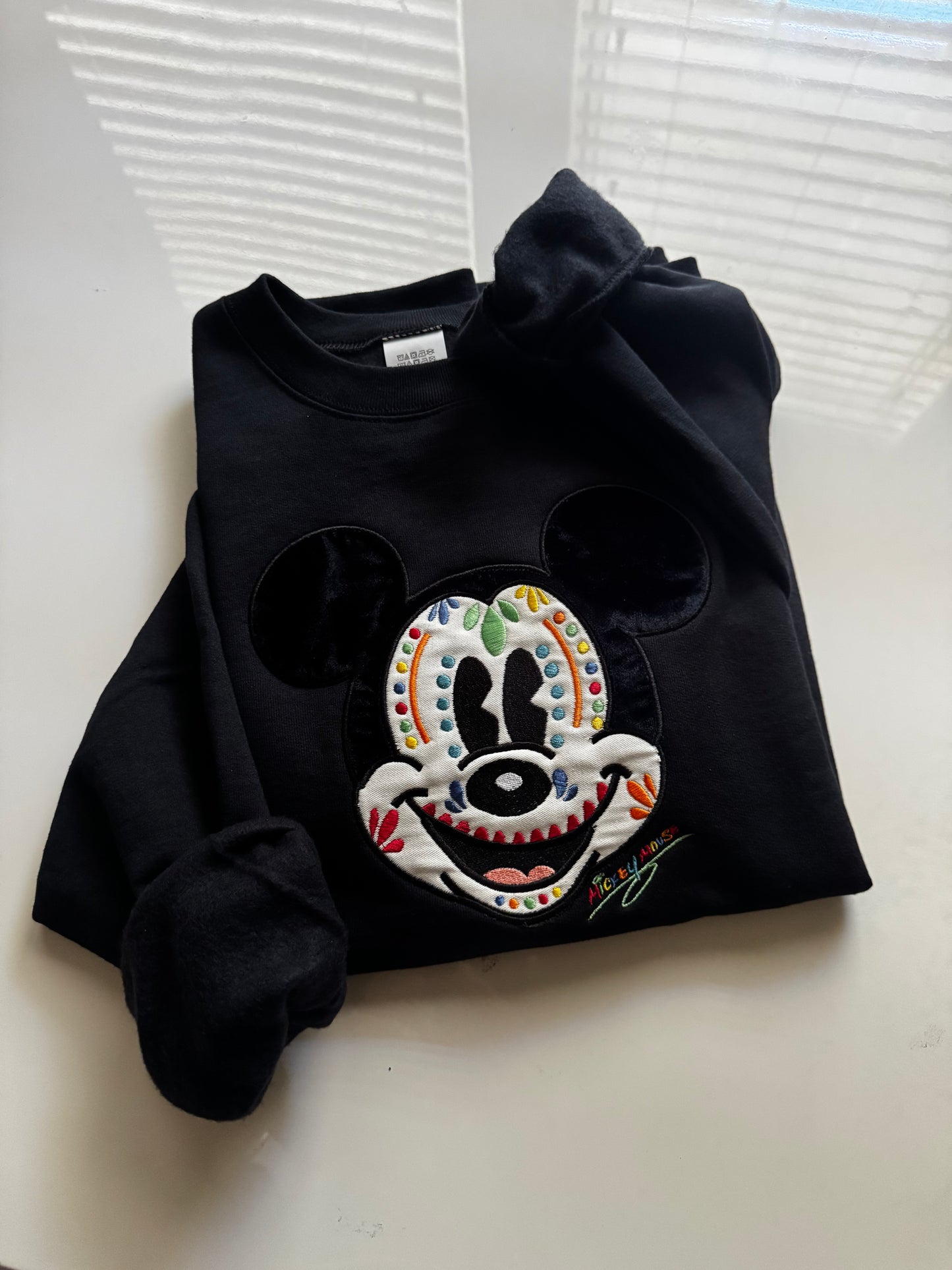 Skull candy Mouse inspired embroidered crewneck sweater| Day of the dead Halloween pullover