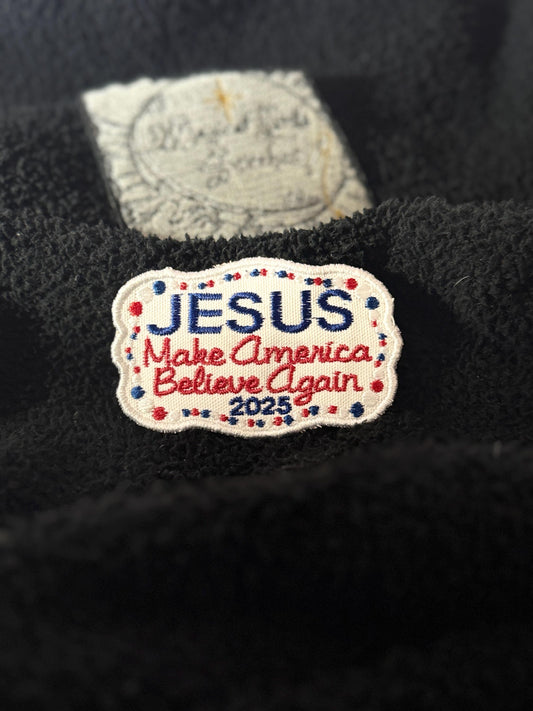 Jesus Embroidered Patch: Patriotic Christian Iron-On Applique