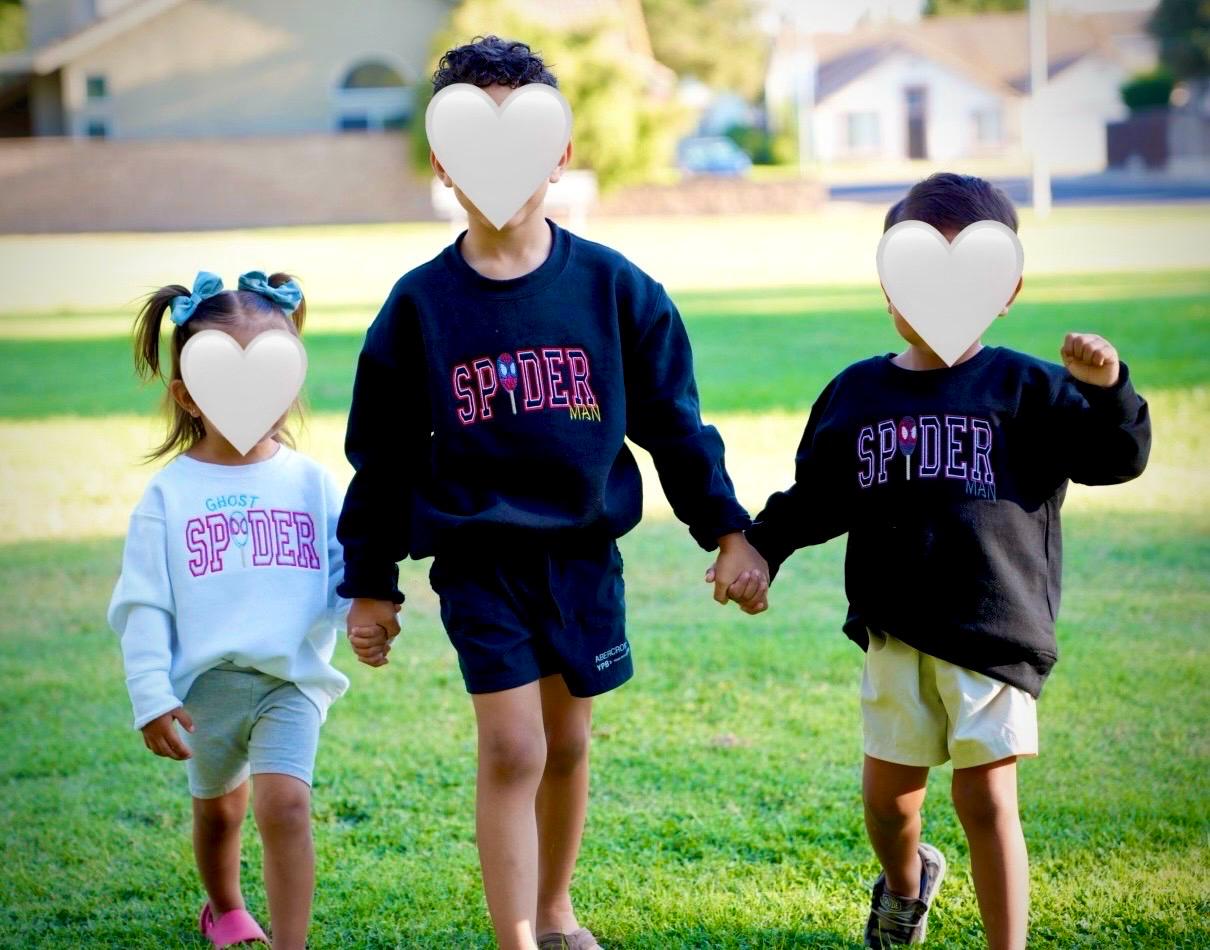 Unique Spidey inspired Embroidered  sweatshirt, Disney sweatshirt , cozy lounge wear, fall season, lightweight sweater, spiderman sweater