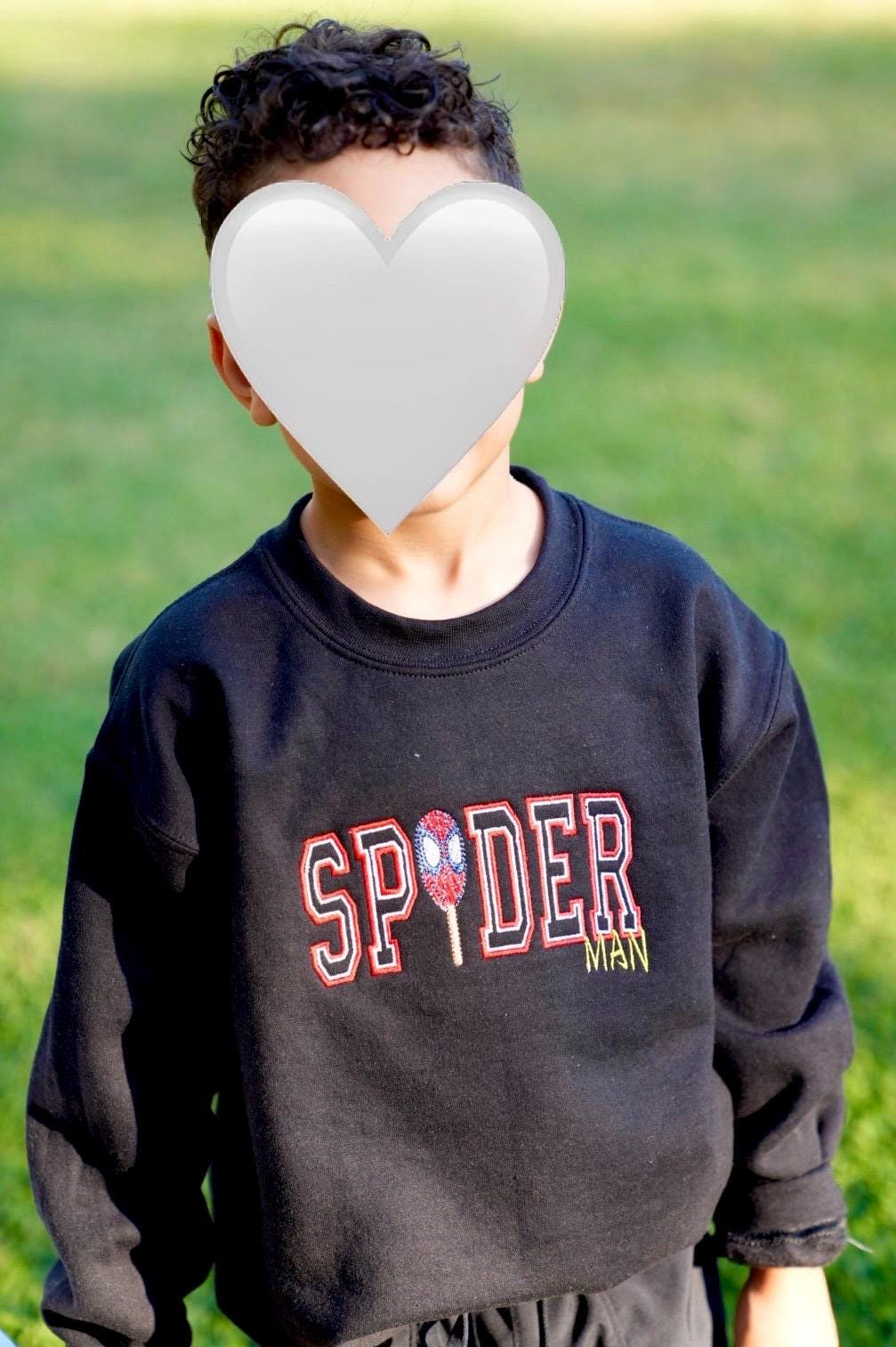 Unique Spidey inspired Embroidered  sweatshirt, Disney sweatshirt , cozy lounge wear, fall season, lightweight sweater, spiderman sweater