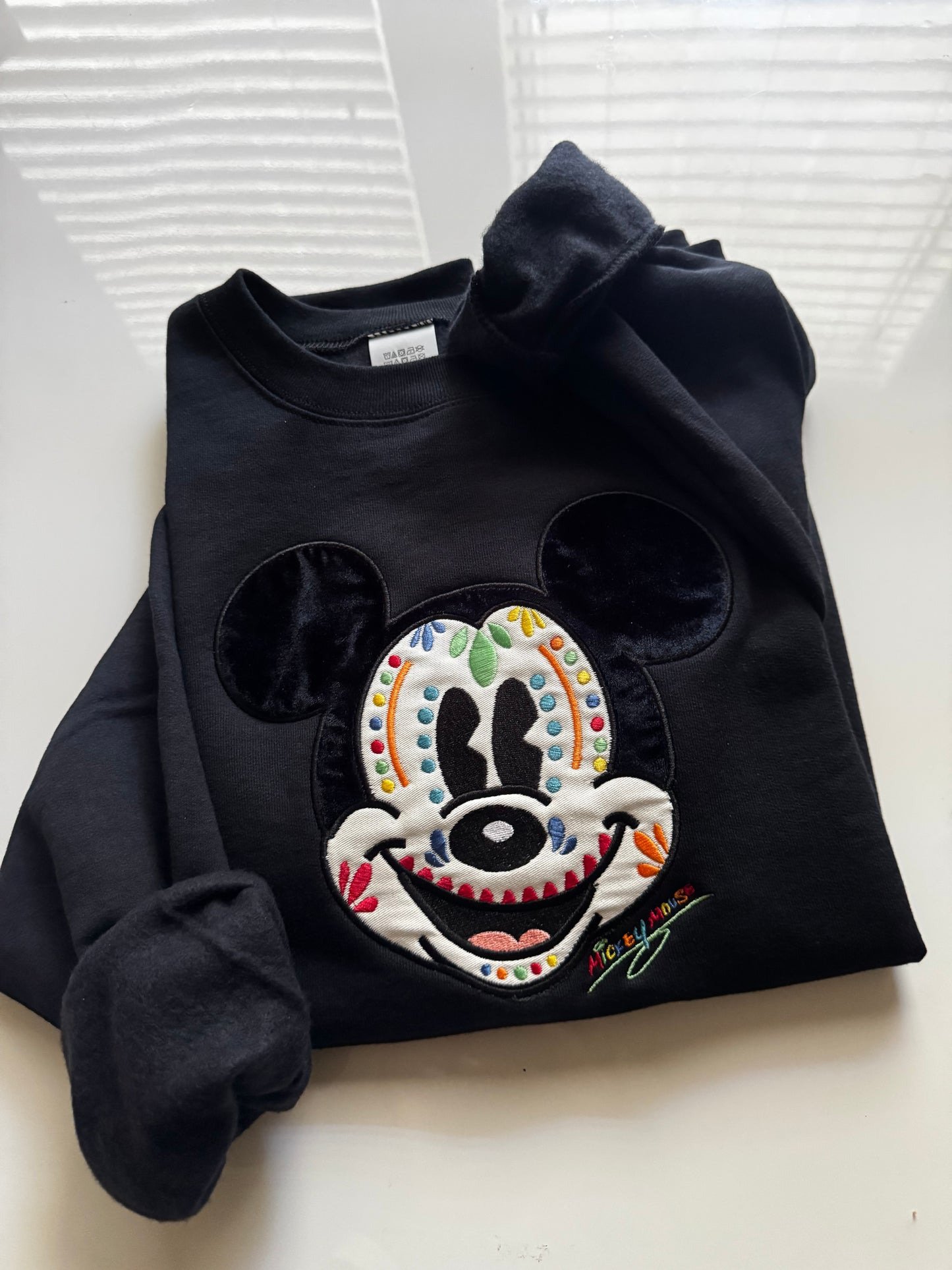 Skull candy Mouse inspired embroidered crewneck sweater| Day of the dead Halloween pullover