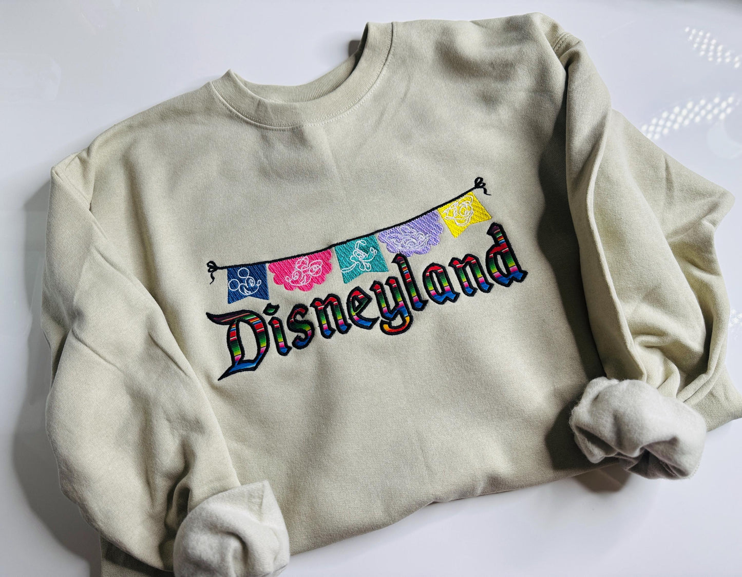 Embroidered Magical Papel Picado  Sweatshirt: Serape Fabric Lightweight Crewneck