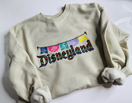 Embroidered Magical Papel Picado  Sweatshirt: Serape Fabric Lightweight Crewneck