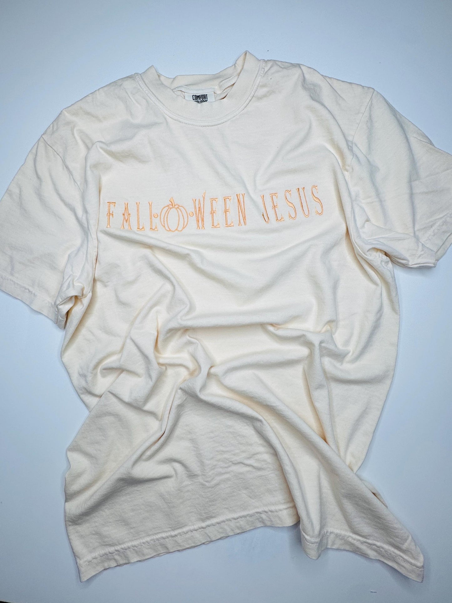 Falloween JESUS Embroidered Halloween T-shirt: Christian Lightweight Lounge Wear