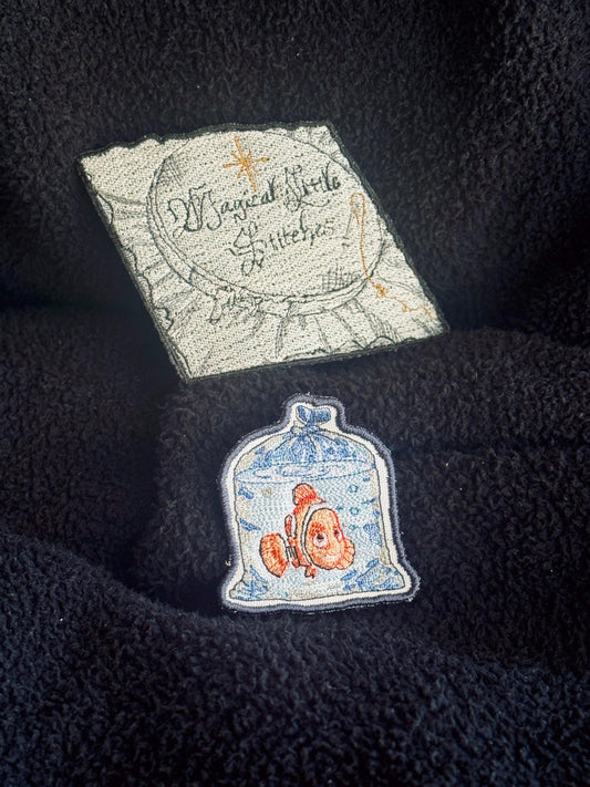 Sketch style Nemo iron on patch, iron on patch, embroidered patch, patches for jackets, Disney patch, patches for hats, patches for bags
