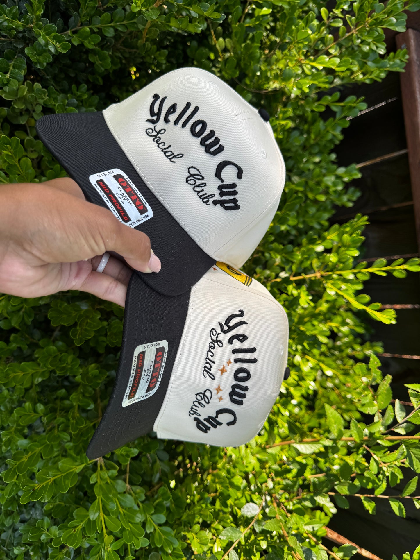 Yellow Cup Social Club Embroidered Snapback Hat | Retro Two-Tone Streetwear Cap
