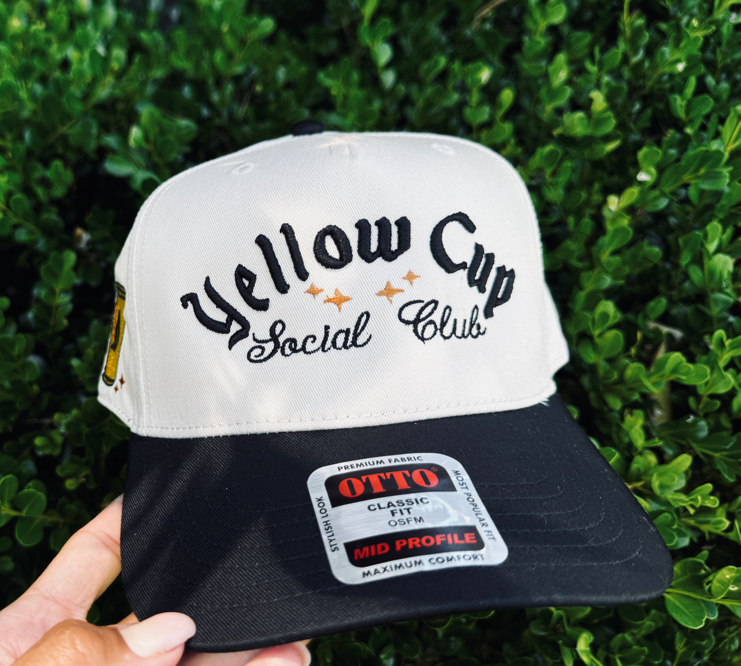 Yellow Cup Social Club Embroidered Snapback Hat | Retro Two-Tone Streetwear Cap
