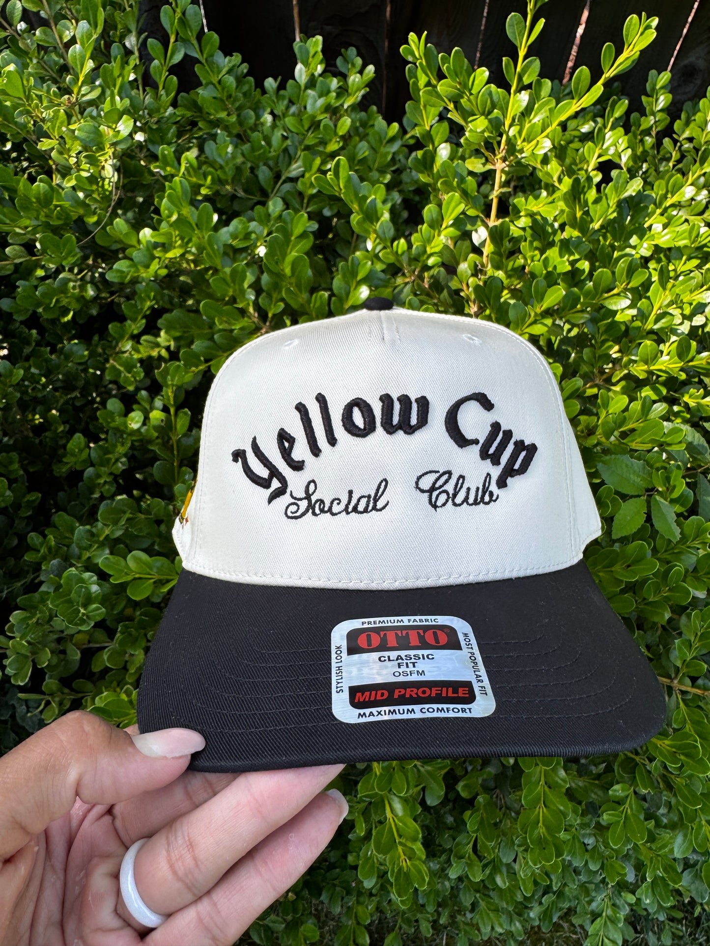 Yellow Cup Social Club Embroidered Snapback Hat | Retro Two-Tone Streetwear Cap
