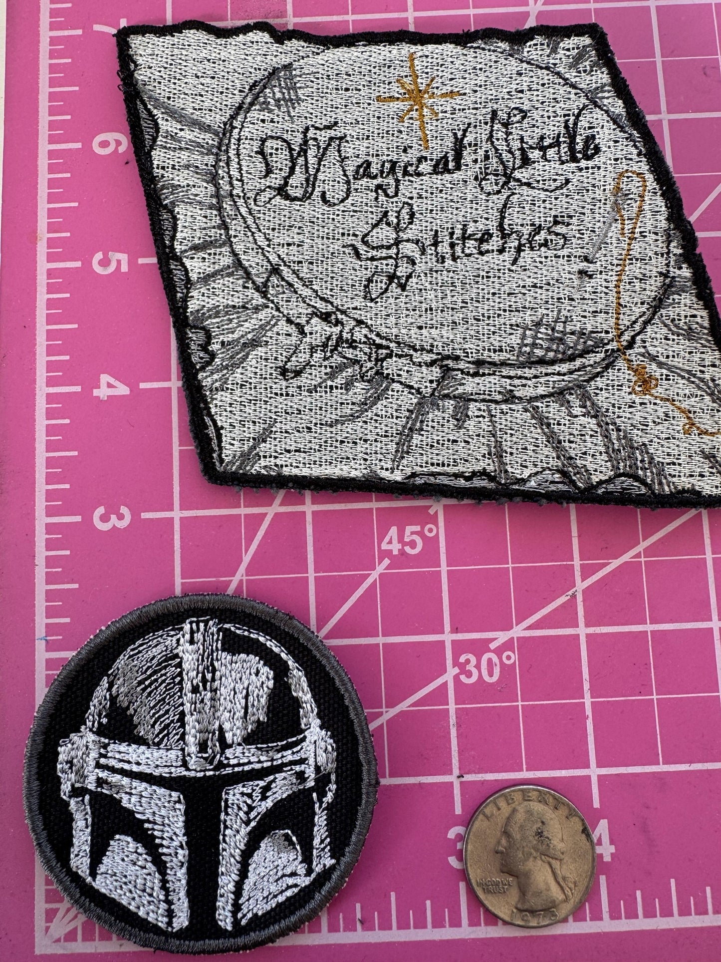 Unique sketched Mandalorian inspired iron on patch, Star Wars unique patches, iron on patches for bags, jackets and hats
