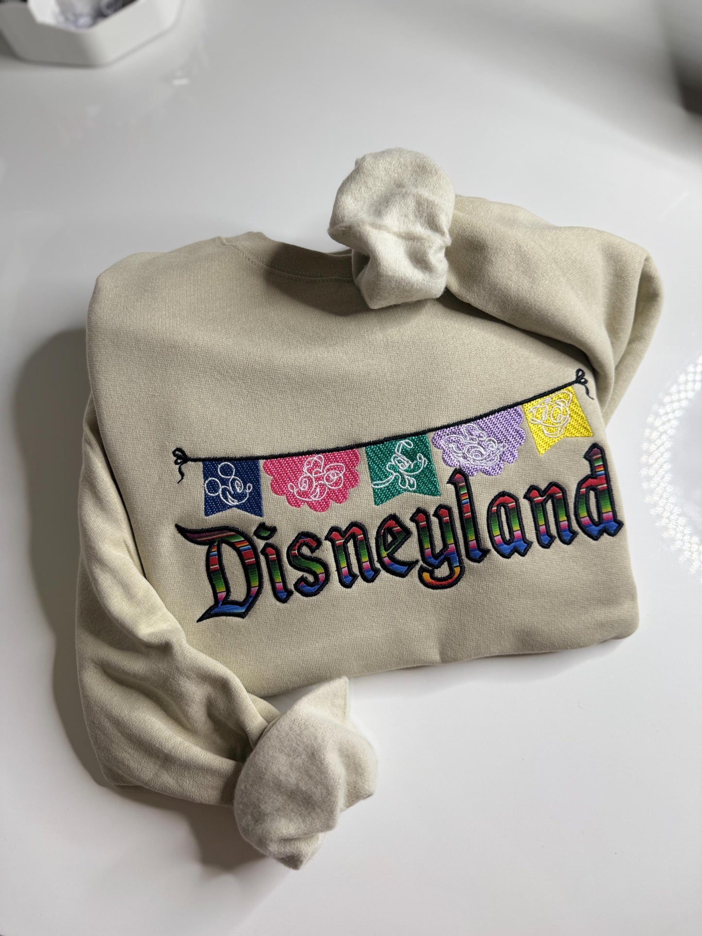 Embroidered Magical Papel Picado  Sweatshirt: Serape Fabric Lightweight Crewneck
