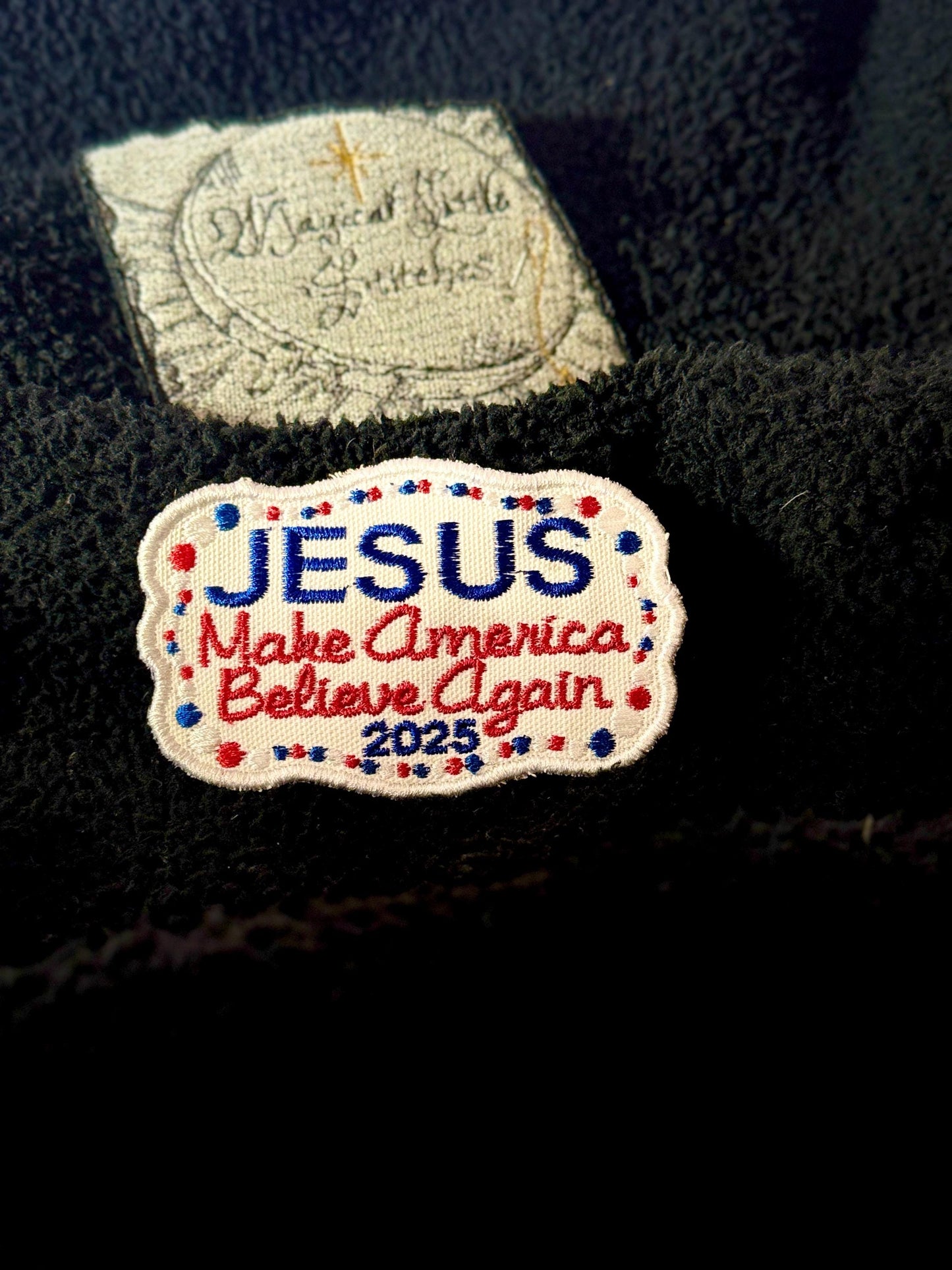 Jesus Embroidered Patch: Patriotic Christian Iron-On Applique