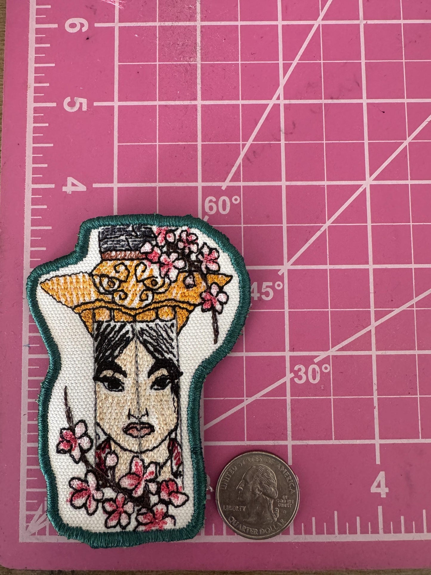 Mulan inspired Embroidered Iron-On Patch: Unique Sketch Design