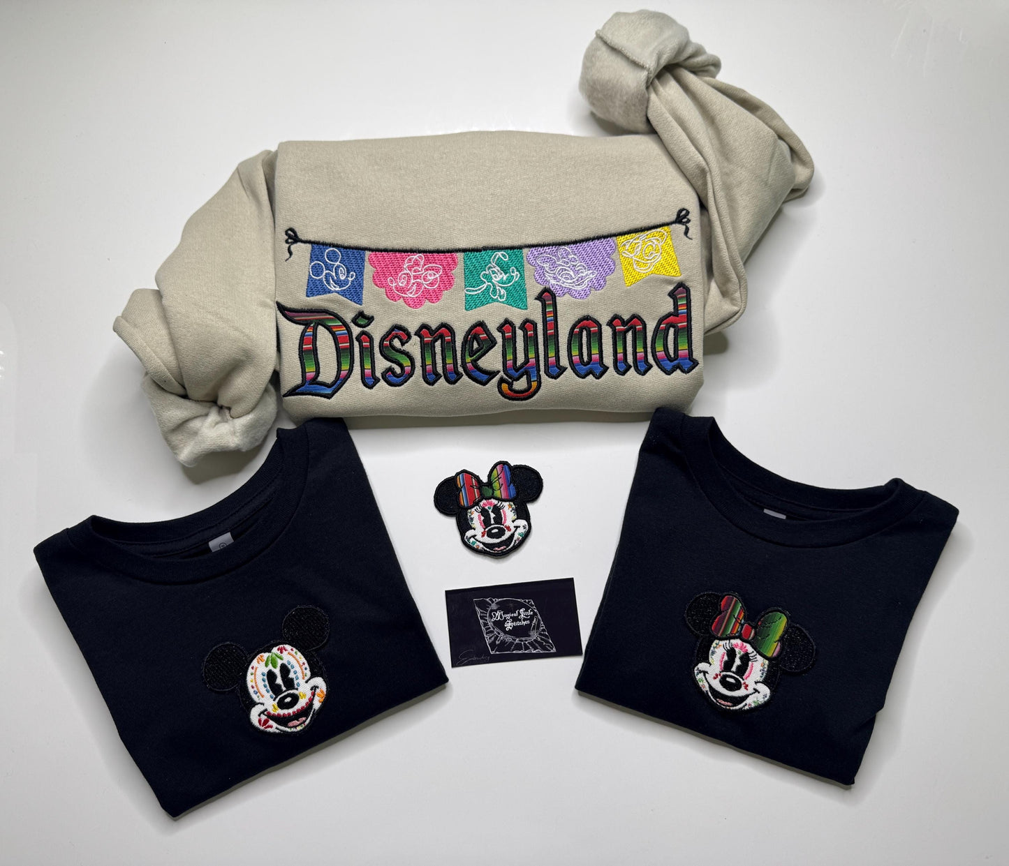 Embroidered Magical Papel Picado  Sweatshirt: Serape Fabric Lightweight Crewneck