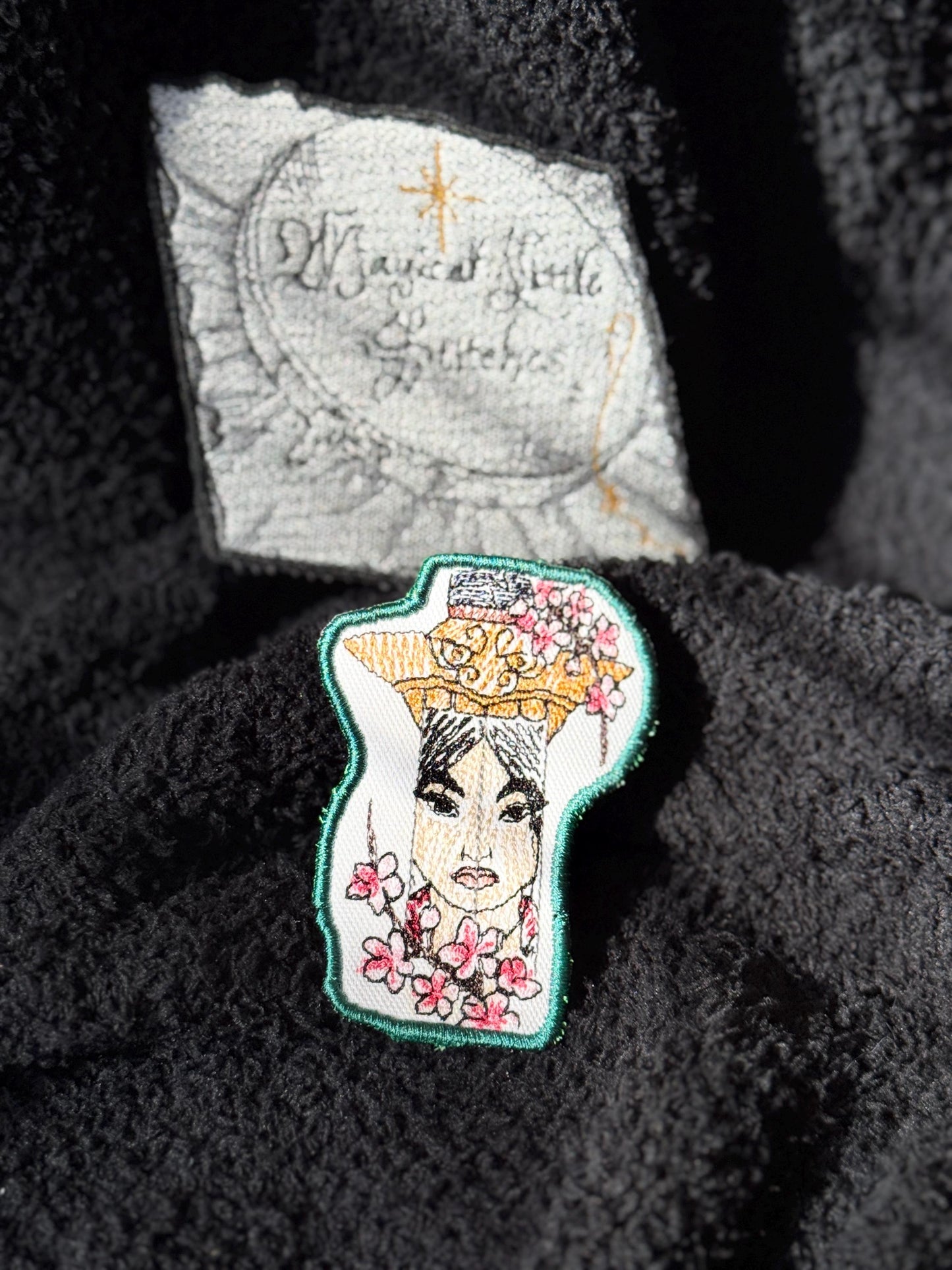 Mulan inspired Embroidered Iron-On Patch: Unique Sketch Design