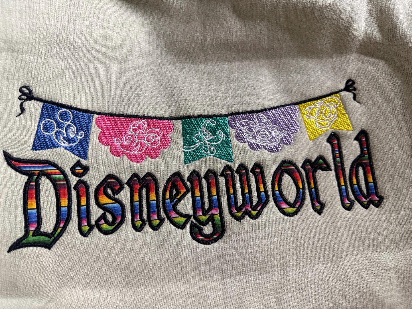Embroidered Magical Papel Picado  Sweatshirt: Serape Fabric Lightweight Crewneck