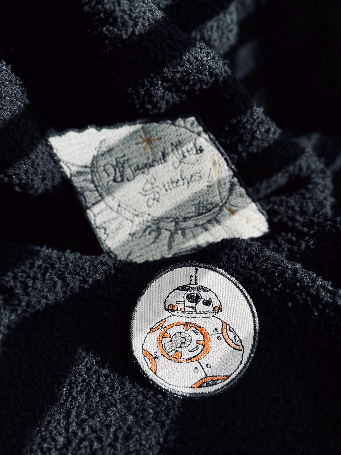 BB-8 inspired Embroidered Patch: Star Wars Sketched Iron-On Patch