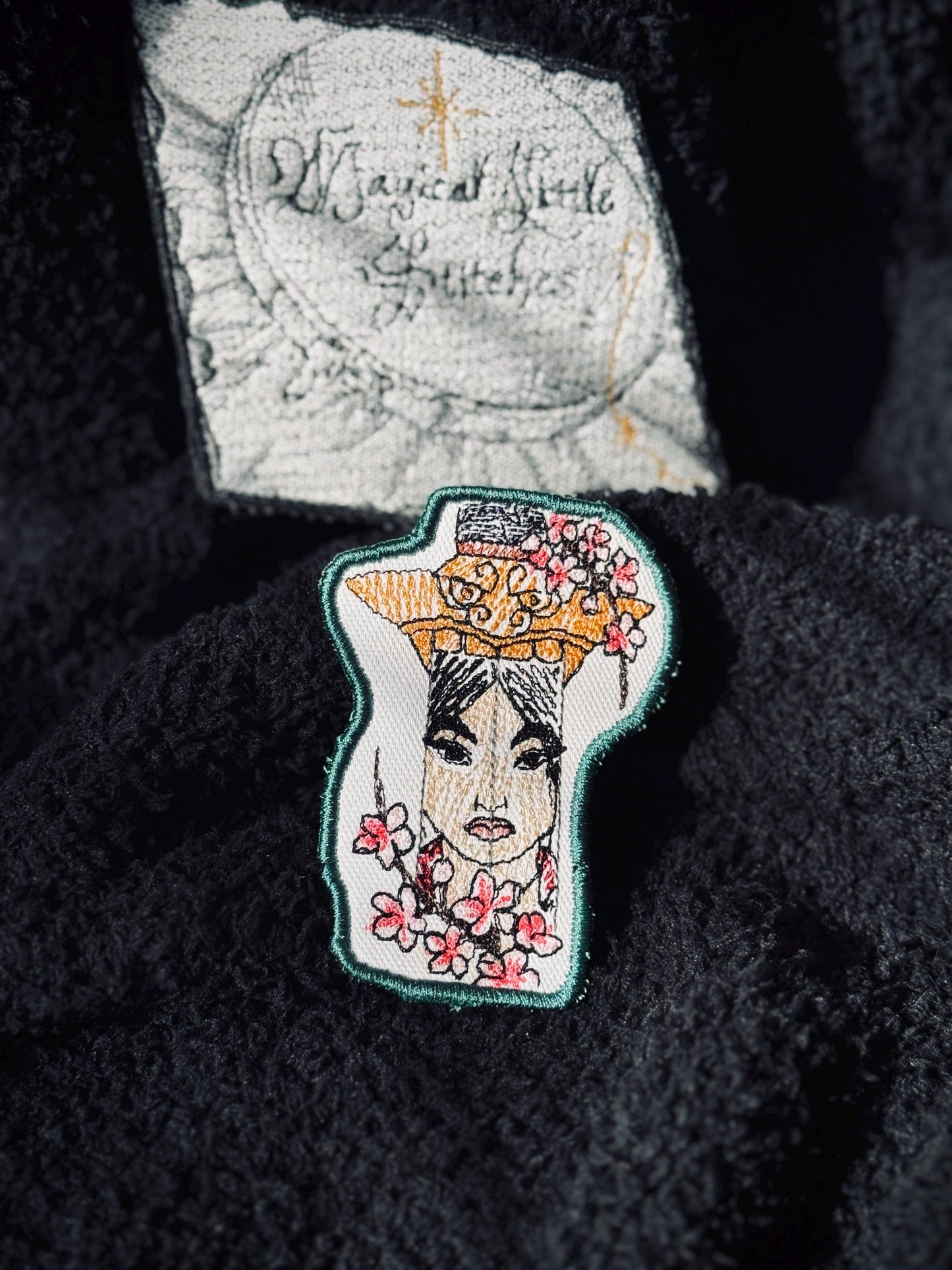 Mulan inspired Embroidered Iron-On Patch: Unique Sketch Design